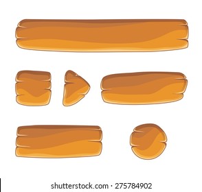 Set of cartoon buttons with different shapes, vector gui elements