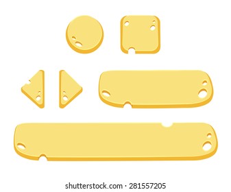 Set of cartoon buttons with different shapes
