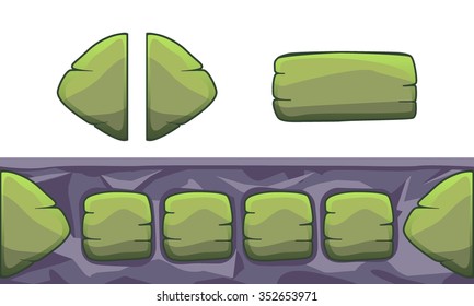 Set of cartoon buttons with different shapes, vector gui elements