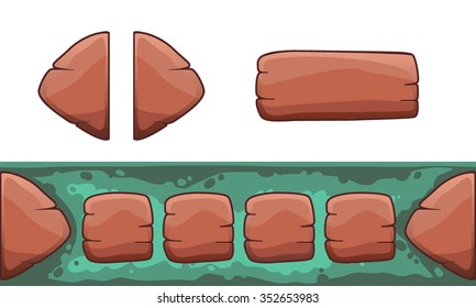 Set of cartoon buttons with different shapes, vector gui elements