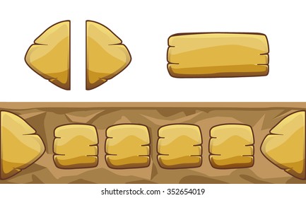 Set of cartoon buttons with different shapes, vector gui elements