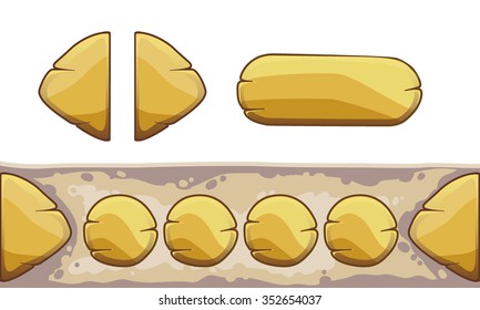Set of cartoon buttons with different shapes, vector gui elements