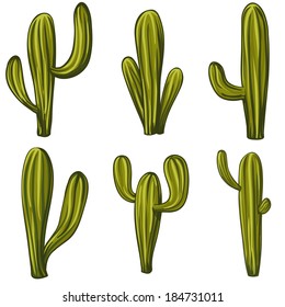 Set of cartoon cacti 