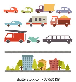 set cartoon car