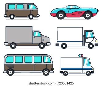 Set of cartoon car illustrations on white background. Best for animation, motion design, infographic. Design element for logo, label, emblem, sign. Vector illustration