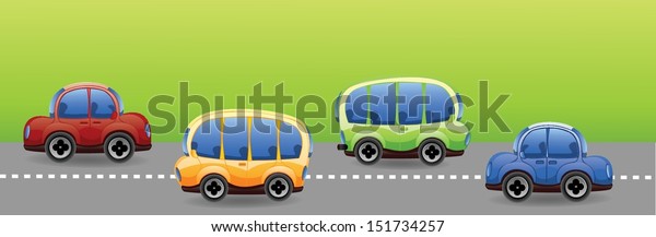 Set of cartoon cars
