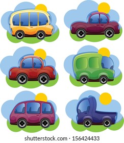 Set of cartoon cars - vector