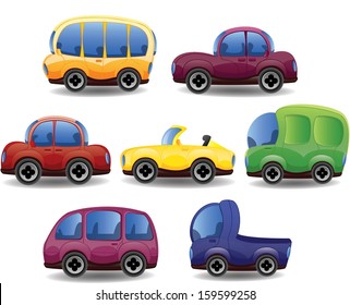 Set of cartoon cars - vector 