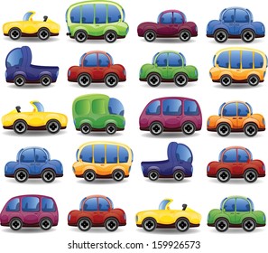 Set of cartoon cars - vector 