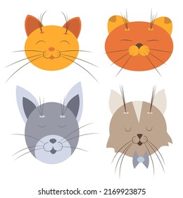 Set Cartoon Cat Faces Vector Illustration Stock Vector (Royalty Free ...