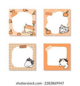 Conjunto de Bloc de notas de gatos de dibujos animados. Ilustración vectorial.