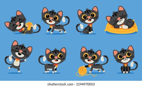 Juego de gatos de dibujos animados