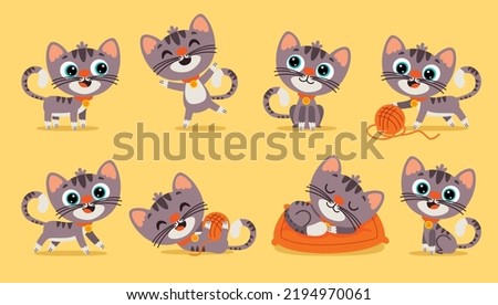 Set Of Cartoon Cat Poses