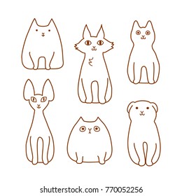 set of cartoon cat sitting