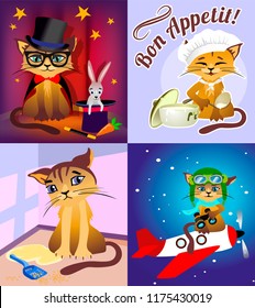 Set of cartoon cats