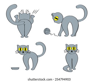 Set of  cartoon cats