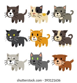 Set of cartoon cats