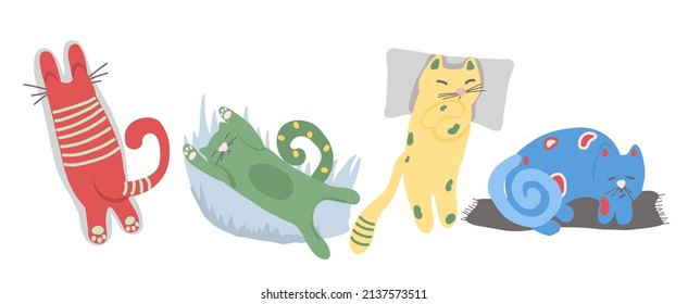 Set of cartoon cats. Kittens of different colors for decoration. Funny kittens.