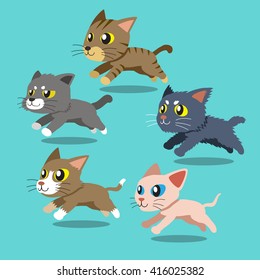 Set Of Cartoon Cats Running