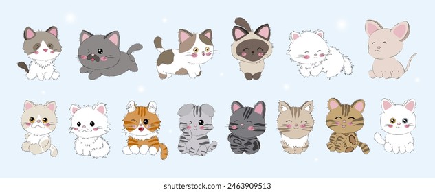 Set of cartoon cats vector illustration