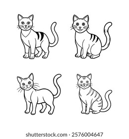  Set of cartoon cats vector illustration