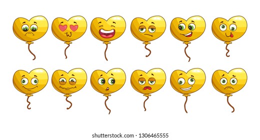 Set of cartoon character balloons with funny faces