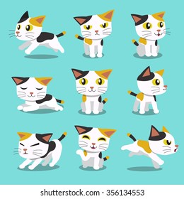 Set Of Cartoon Character Cat Poses