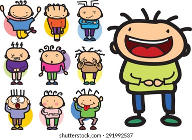 Set Cartoon Character Different Emotions Stock Vector (Royalty Free ...