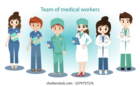 Set Cartoon Character Doctor Design Team Stock Vector (Royalty Free ...