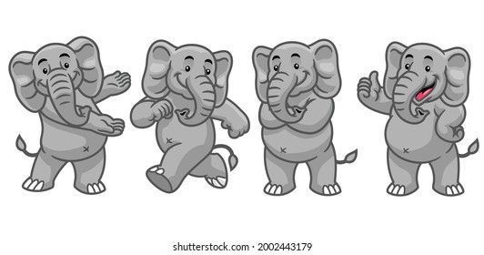 set cartoon character of elephant