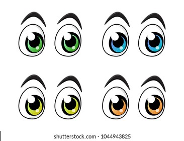 set of cartoon character eyes isolated on white background
