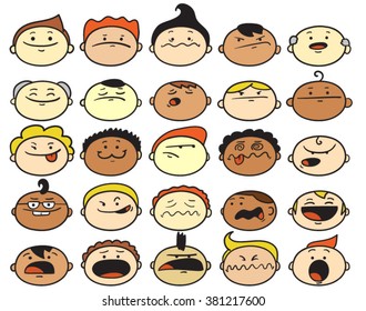 Set of cartoon character faces