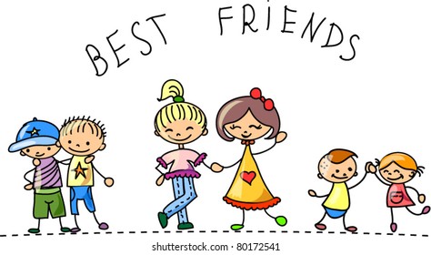 Set cartoon characters children
