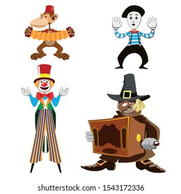 Set of cartoon characters. Circus Performers. Illustration, Vector.