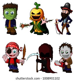 Set of cartoon characters for halloween