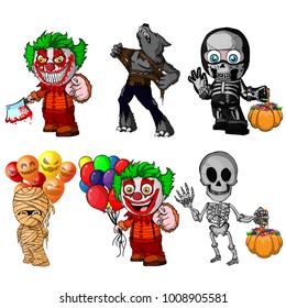 Set of cartoon characters for halloween