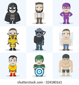 Set of cartoon characters for Halloween. Vector Illustration.