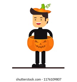 Set of cartoon characters for Halloween,Pumpkin Costume