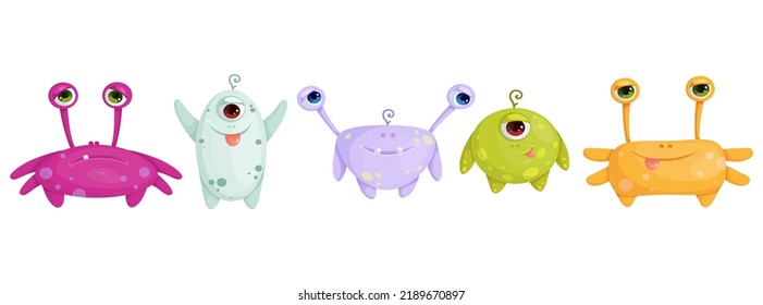 Set of cartoon characters of monsters,cyclops.Isolated vector graphic.