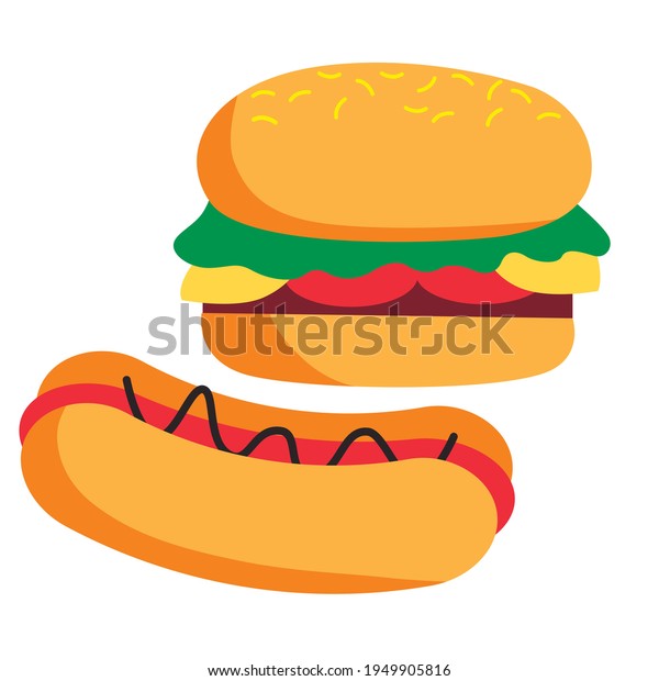 Set Cartoon Cheeseburger Hot Dog Vector Stock Vector (Royalty Free ...