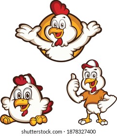 a set of cartoon chicken vector set