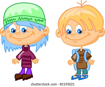 set cartoon children