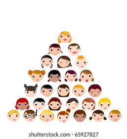 Set of cartoon children face