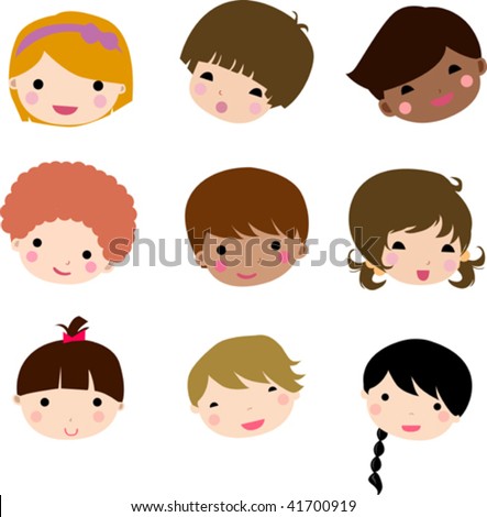 Set Cartoon Children Face Vector Stock Vector (Royalty Free) 41700919