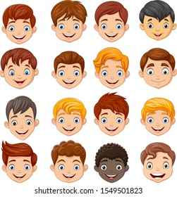 Set of cartoon children head