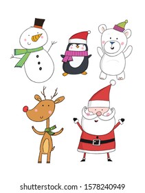 Set of cartoon christmas characters