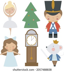 Set cartoon christmas characters for fairy tale . Vector illustration.