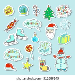 Set Of Cartoon Christmas Stickers 3