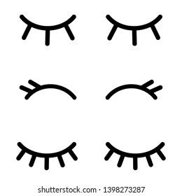 Set of cartoon closed eyes icons