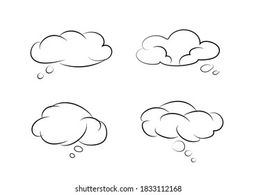 set of cartoon cloud banner with text box vector isolated on white background ep69